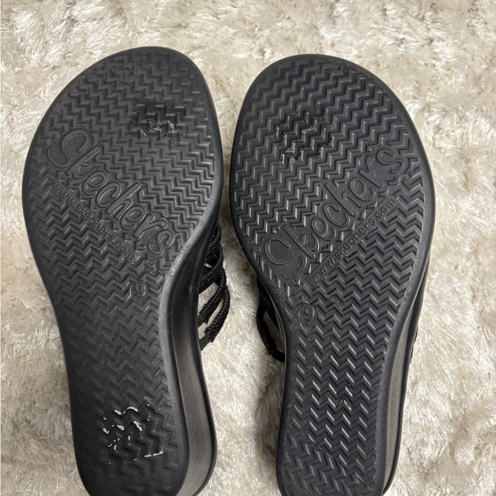 Skechers Rhinestone Black Wedge Sandals - Picture 3 of 3